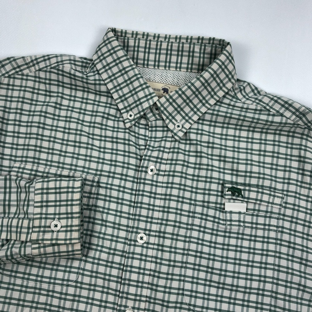 Onward Reserve Mens Medium Green Plaid Performance Fishing Shirt Vented